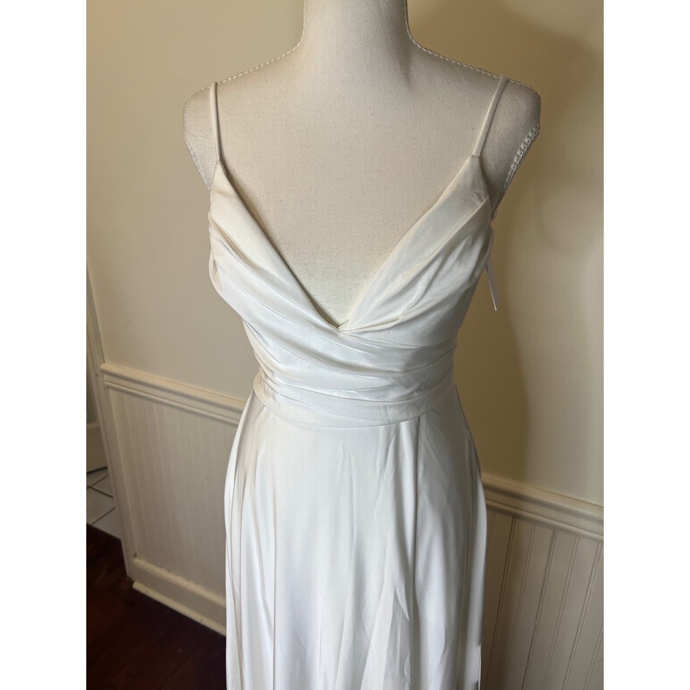 Lulus Choose Your‎ Love White Maxi Dress Wedding Gown V-Neck Slit White S NWT - Picture 7 of 13